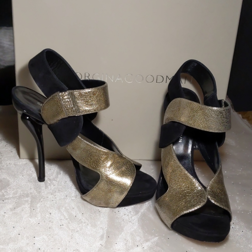 Georgina Goodman Nancy black and gold Platform Heels